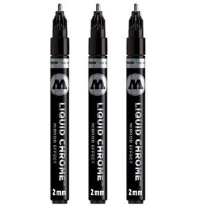 Molotow Liquid Chrome Marker, 2 mm, with Special Ink Mirror Effect. 3 pack. NIB!